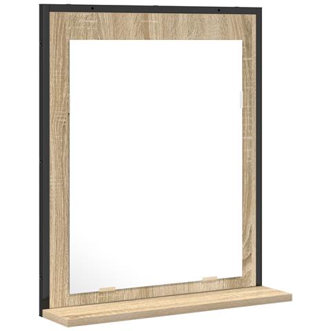 Specchio da Bagno  con Mensola in Rovere Sonoma 50x12x60 cm Legno Ingegnerizzato - Foto 1