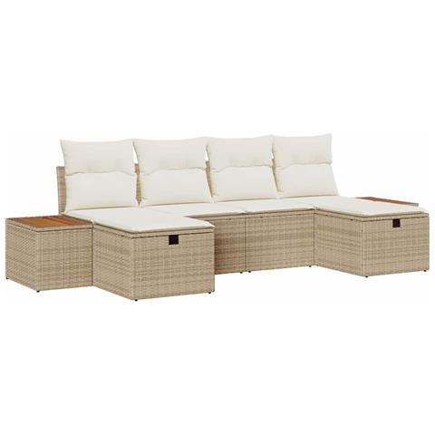 Set Divano da Giardino 6 pcs Beige 55 x 62 x 69 cm Poly Rattan - Foto 1