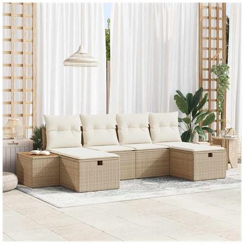 Set Divano da Giardino 6 pcs Beige 55 x 62 x 69 cm Poly Rattan - Foto 2