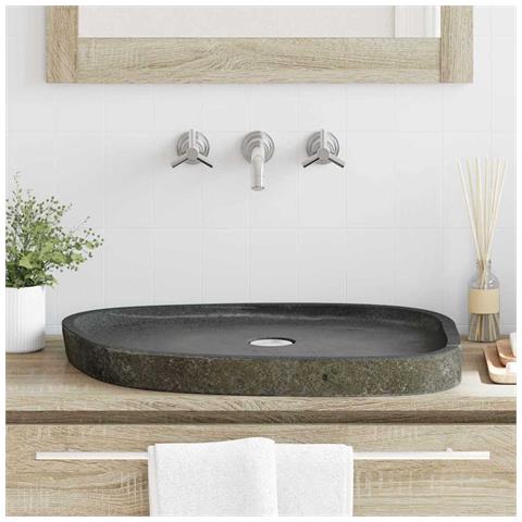 Lavabo Grigio (55-65) x (40-50) x 6 cm Pietra di Fiume - Foto 2