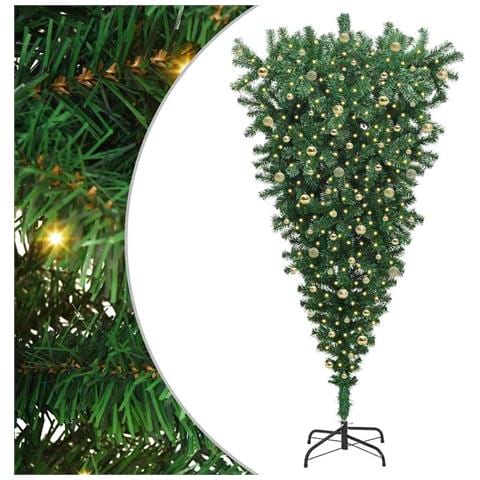 Albero di Natale artificiale pre-illuminato capovolto con set di palline - Foto 1