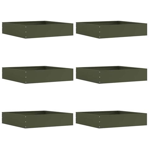 Bordura per Prato 6 pcs Verde oliva 60 x 60 x 13 cm Acciaio - Foto 1