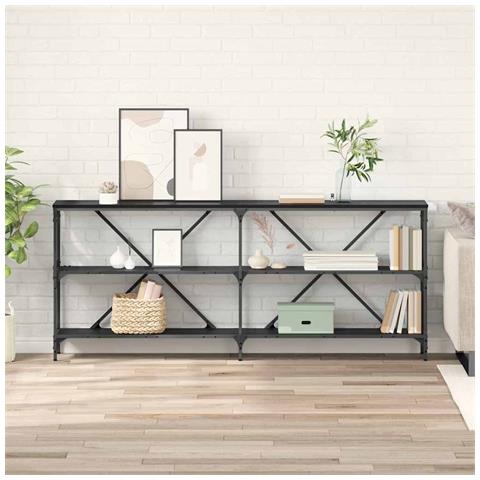 Tavolo consolle Rovere Nero 180 x 30 x 75 cm Legno multistrato - Foto 2