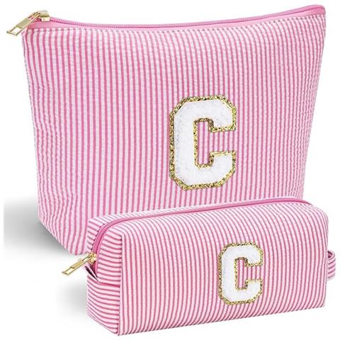 Set Di 2 Trousse Da Viaggio Con Lettera ""c"" - Organizer Cosmetici In Tessuto Oxford - Foto 1