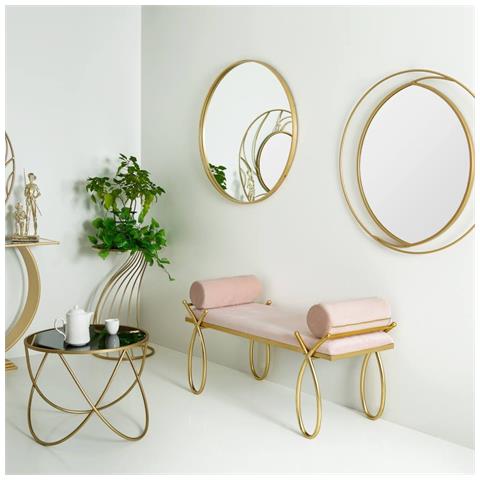 Sgabello In Velluto Rosa E Metallo Oro 112,5x49x53h - Foto 2