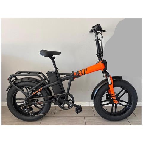 Bici E-bike Fat Bike Misura 20 Cambio 7v Batteria 48v 17,5ah Motore 250w 50nm Bicicletta Elettrica Pieghevole In Alluminio - Nero Arancio Opaco - Foto 1