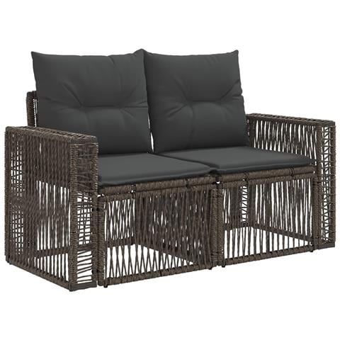 Divano da giardino 2-Numero di posti Grigio polyrattan - Foto 1