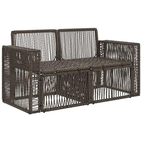 Divano da giardino 2-Numero di posti Grigio polyrattan - Foto 2