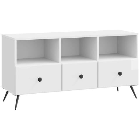 Mobile TV Bianco Lucido 102 x 34,5 x 50 cm Legno ingegnerizzato - Foto 1
