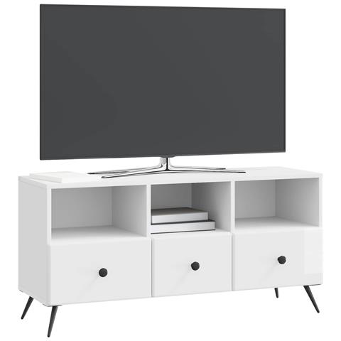 Mobile TV Bianco Lucido 102 x 34,5 x 50 cm Legno ingegnerizzato - Foto 2