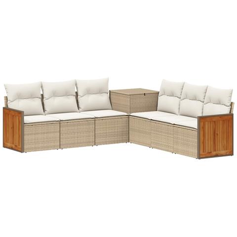 Set di divani 7 pcs Beige e Bianco Crema - Foto 1