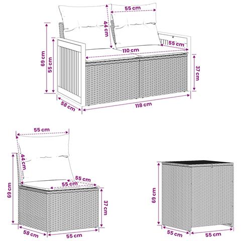 Set di divani 7 pcs Beige e Bianco Crema - Foto 9