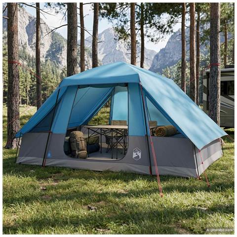 Tenda familiare con telo da pioggia resistente all'acqua Blu - Foto 2