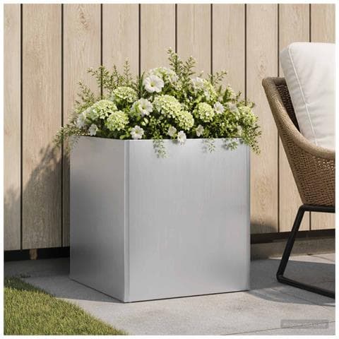 Vaso da giardino Argento 35 x 35 x 35 cm Acciaio zincato - Foto 2