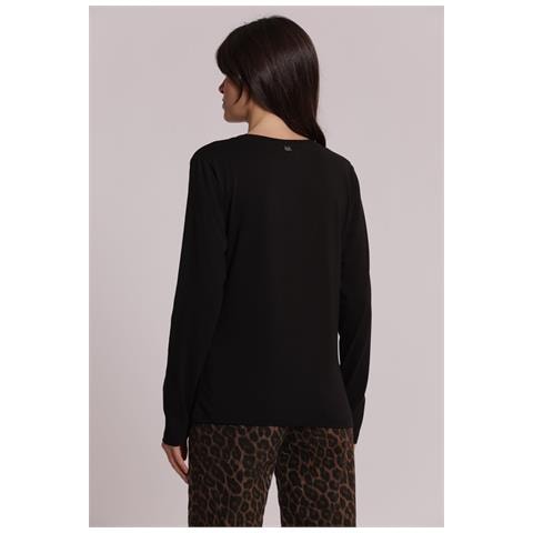 T-SHIRT MANICHE LUNGHE CON TRASPARENZA SU SPALLE - Colore: Nero - Taglia: M - Foto 2