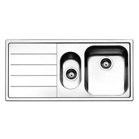Serie Linear Lavello da Incasso 1 Vasca + 1 Vaschino a Destra con Gocciolatoio Dimensioni 101 x 51 cm Colore Inox - Foto 1