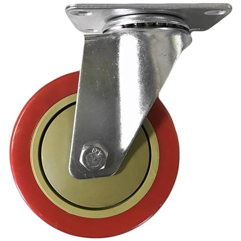 1 Ruota In Poliuretano 100 Mm Industriali Con Piastra Girevole Per Carrelli - Foto 1