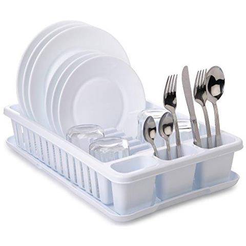 1127001 - Scolapiatti Con Vassoio, Plastica, Bianco, 27 X 42 X 10 Cm - Foto 5