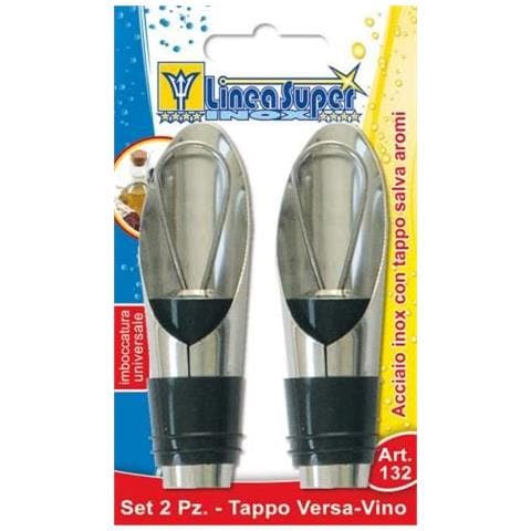 Coppia Set 2 Pezzi Tappi Tappo Versa Vino Per Bottiglia In Acciaio Inox - Foto 2