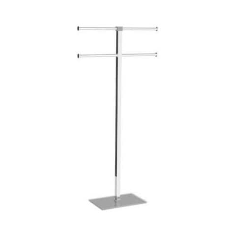 Piantana Porta Asciugamani 2 Bracci Scorrevoli Cromata - Argento - Foto 1