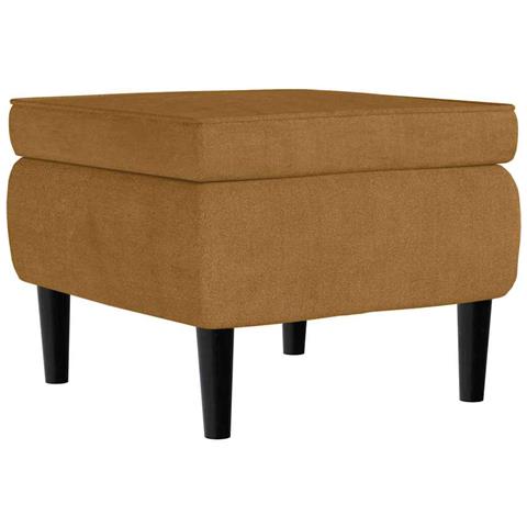 Poggiapiedi con Gambe in Legno Marrone in Velluto - Foto 1