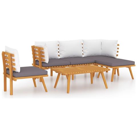 Set Divani Da Giardino 6 Pz Con Cuscini In Massello Di Acacia - Foto 1