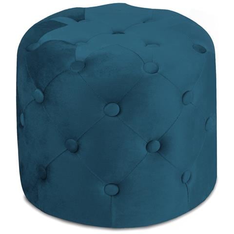 Pouf Salotto Camera Con Bottoni Imbottito Modello Velvet Parigi In Tinta Unita Pouf Petrolio - Foto 1