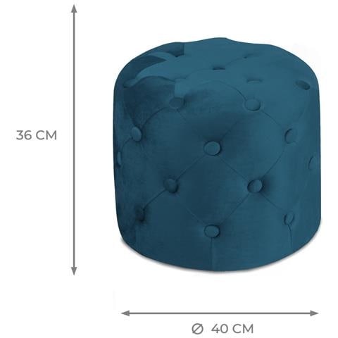 Pouf Salotto Camera Con Bottoni Imbottito Modello Velvet Parigi In Tinta Unita Pouf Petrolio - Foto 5