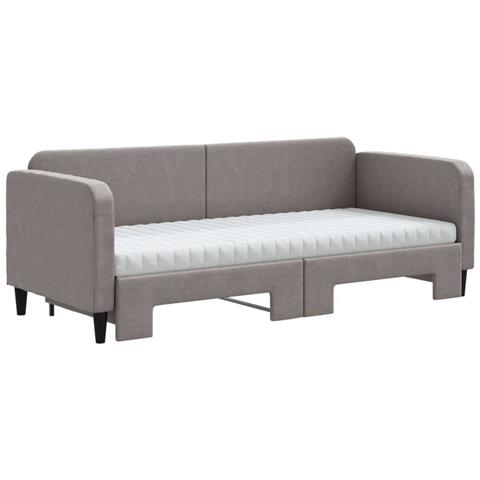 Divano Letto Estraibile Con Materassi Tortora 80x200 Cm Tessuto - Foto 2