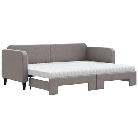 Divano Letto Estraibile Con Materassi Tortora 80x200 Cm Tessuto - Foto 1