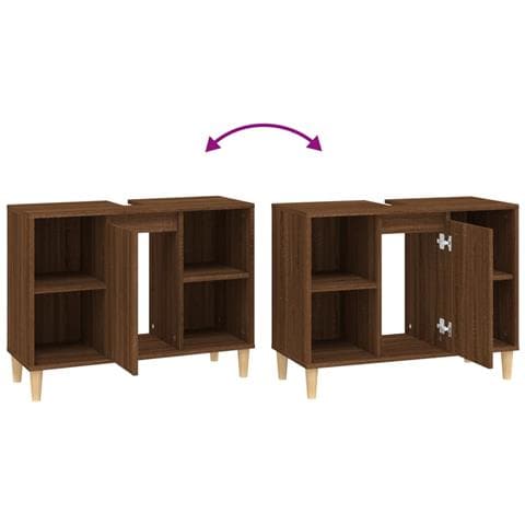 Mobile Lavabo Rovere Marrone 80x33x60 Cm In Legno Multistrato - Foto 11