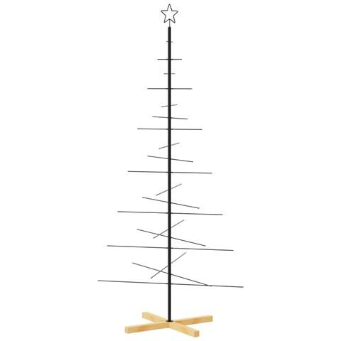 Albero di Natale in Metallo con Base in Legno Nero 180 cm - Foto 1