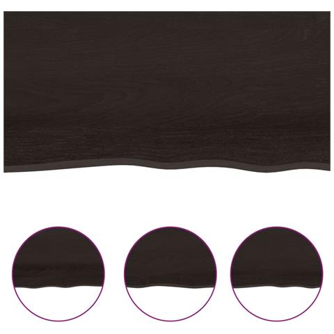 Piano Bagno Marrone Scuro 60x30x2 cm Legno Massello Trattato - Foto 2