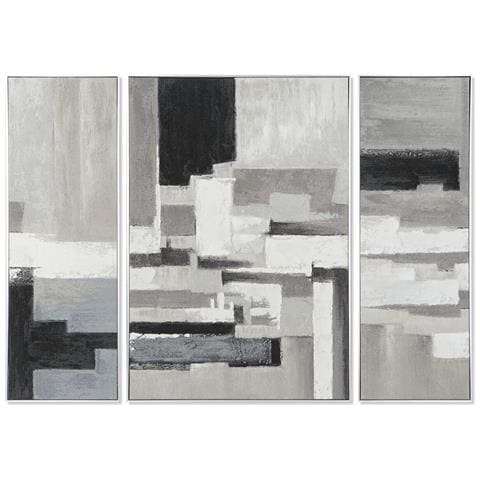 Set Di 3 Quadri Astratto Moderno 140 X 3,5 X 100 Cm - Foto 1