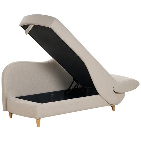 Chaise Longue Versione Destra Meri Lino Sintetico Beige Con Contenitore - Foto 2
