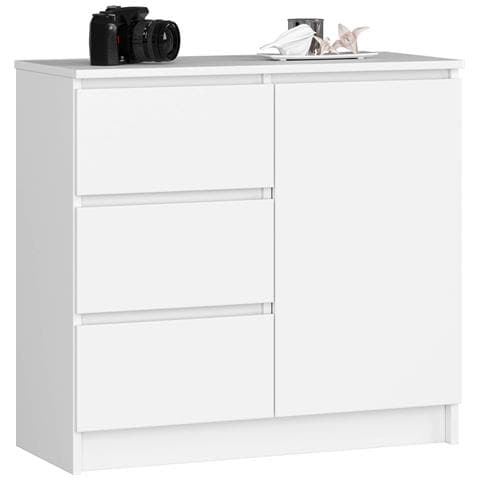 Cassettiera JERRY, 1 anta e 3 cassetti, 80x35x77 cm, Colore Bianco - Foto 1