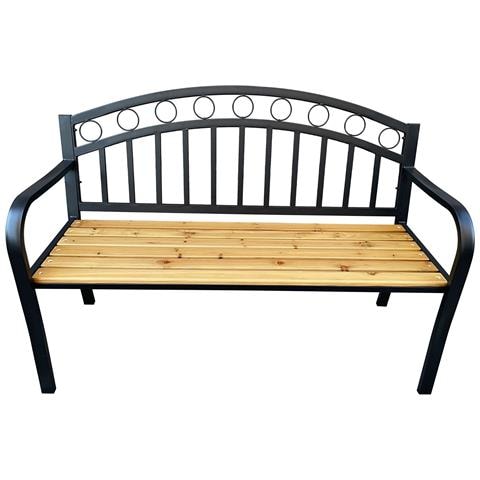 Panchina da Giardino ARUM con Legno Laccato e Gambe in Acciaio, Colore Marrone e Nero - Foto 2