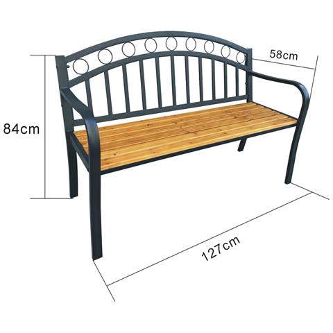 Panchina da Giardino ARUM con Legno Laccato e Gambe in Acciaio, Colore Marrone e Nero - Foto 3