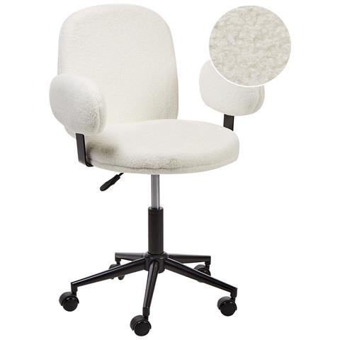 Sedia Da Scrivania Moraga Bouclé Bianco Sporco - Foto 1