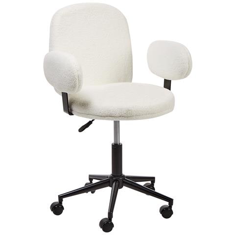 Sedia Da Scrivania Moraga Bouclé Bianco Sporco - Foto 2
