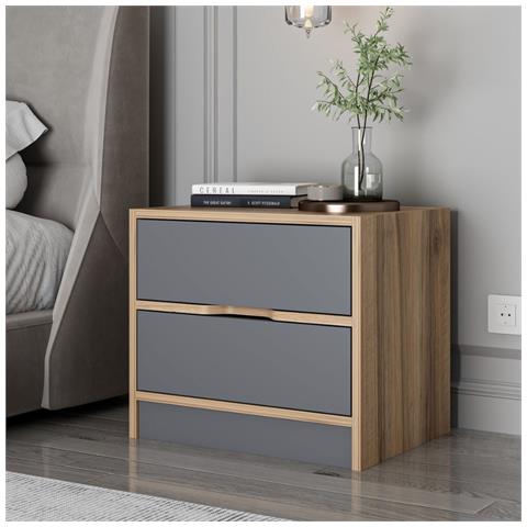 Molde Comodino Legno E Grigio Con 2 Cassetti - Foto 8