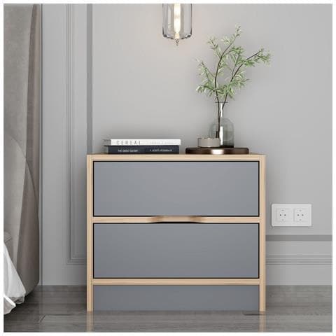 Molde Comodino Legno E Grigio Con 2 Cassetti - Foto 1