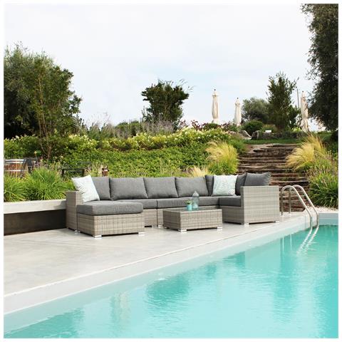 Cambria - Tavolino Per Salotto Modulare Da Esterno In Alluminio E Wicker - Foto 4