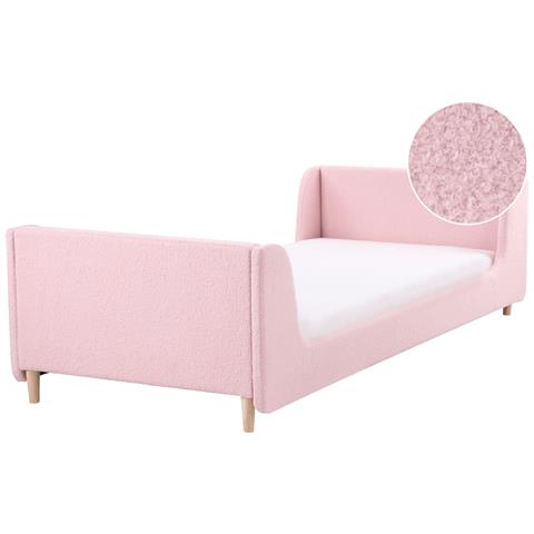 Letto Per Bambini Bouclé Laye 90 X 200 Cm Rosa - Foto 2