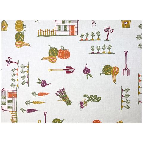 Tovaglia Per Salotto Cucina Tavolo 100% Cotone Made In Italy Ortaggi Rp 140x360 Ortaggi - Foto 2