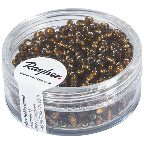 Rayher - 16 Grammi - Perline In Vetro Rotonde Con Foro Argentato Ø2,6mm - Colore Marrone Scuro - Foto 1