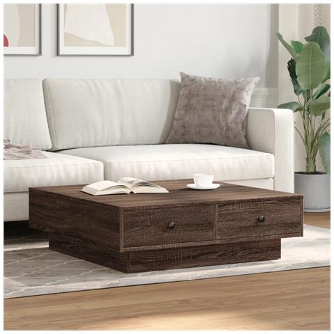 Tavolino Da Salotto Rovere Marrone 90x90x28cm Legno Multistrato - Foto 3