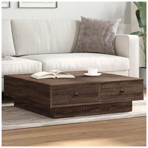 Tavolino Da Salotto Rovere Marrone 90x90x28cm Legno Multistrato - Foto 1