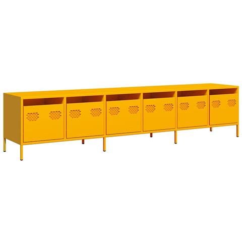 Mobile Tv Giallo Senape 202x39x43,5cm Acciaio Laminato A Freddo - Foto 2