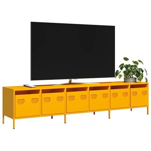 Mobile Tv Giallo Senape 202x39x43,5cm Acciaio Laminato A Freddo - Foto 1